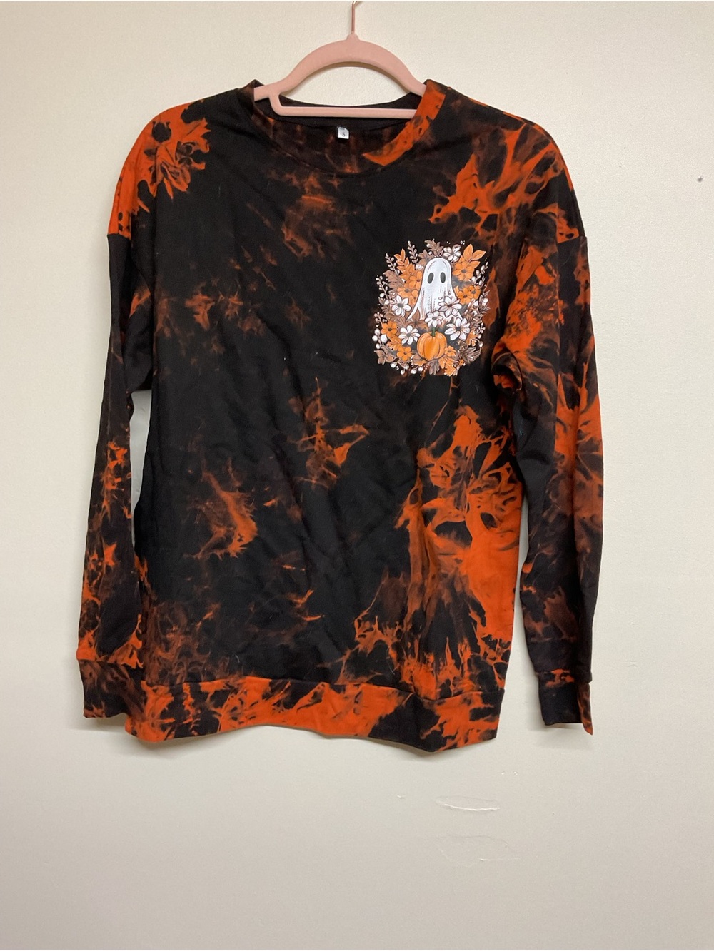 Women's Halloween Tie-Dye Sweatshirt - Black & Orange